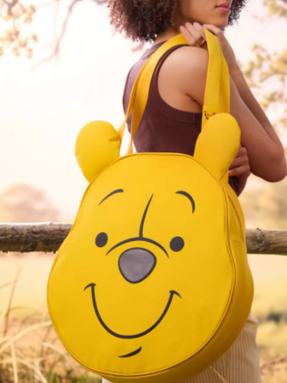 Disney Winnie The Pooh Big Face Tote Shoulder Bag Yellow